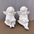 White Cherub Angel Figurine Set – Cute Angel Statues with Book & Heart for Home Decor