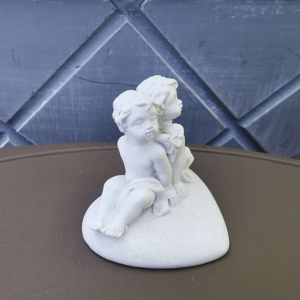 White Cherub Angel Figurine Set – Cute Angel Statues with Book & Heart for Home Decor