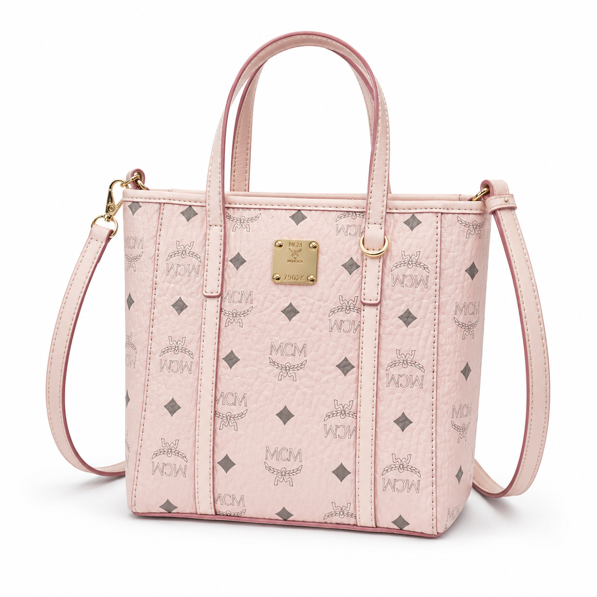 MCM TONI light misty pink Visetos canvas detachable shoulder strap  small women's crossbody bag