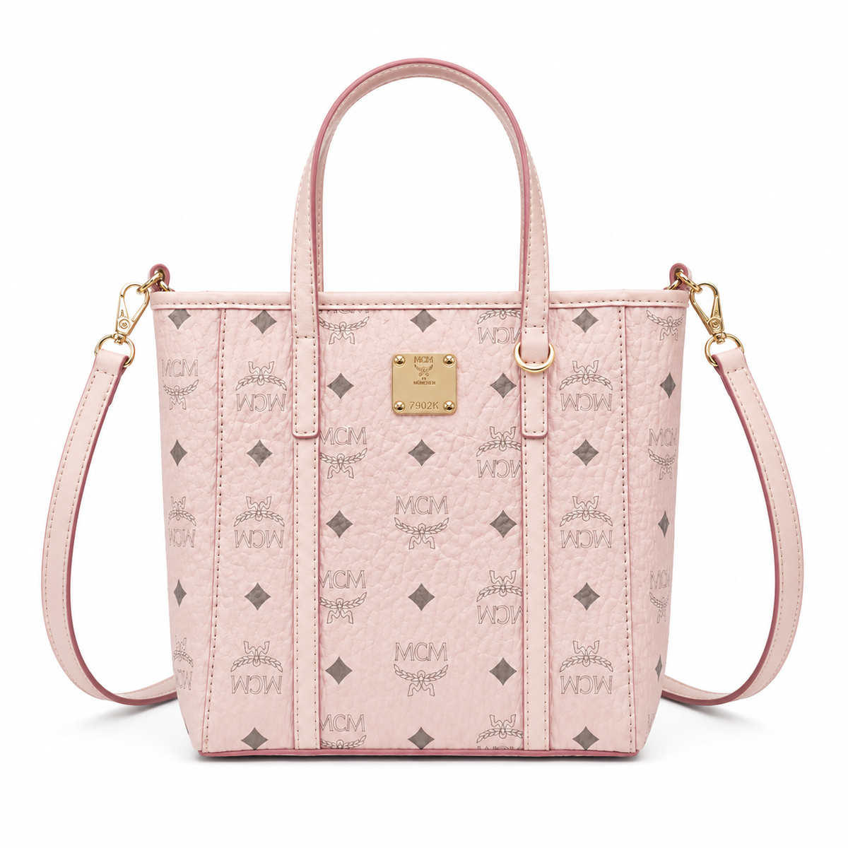 MCM TONI light misty pink Visetos canvas detachable shoulder strap  small women's crossbody bag