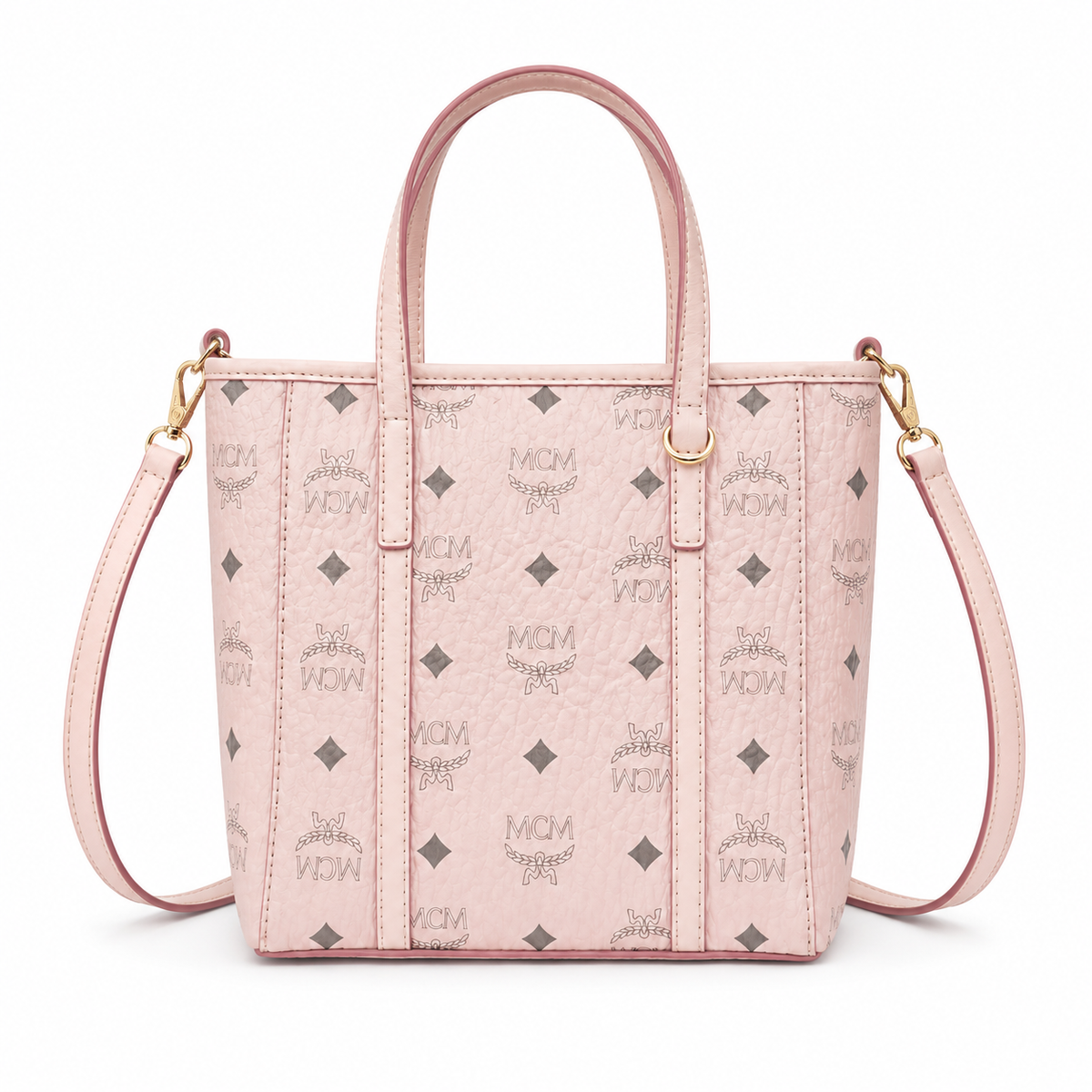 MCM TONI light misty pink Visetos canvas detachable shoulder strap  small women's crossbody bag