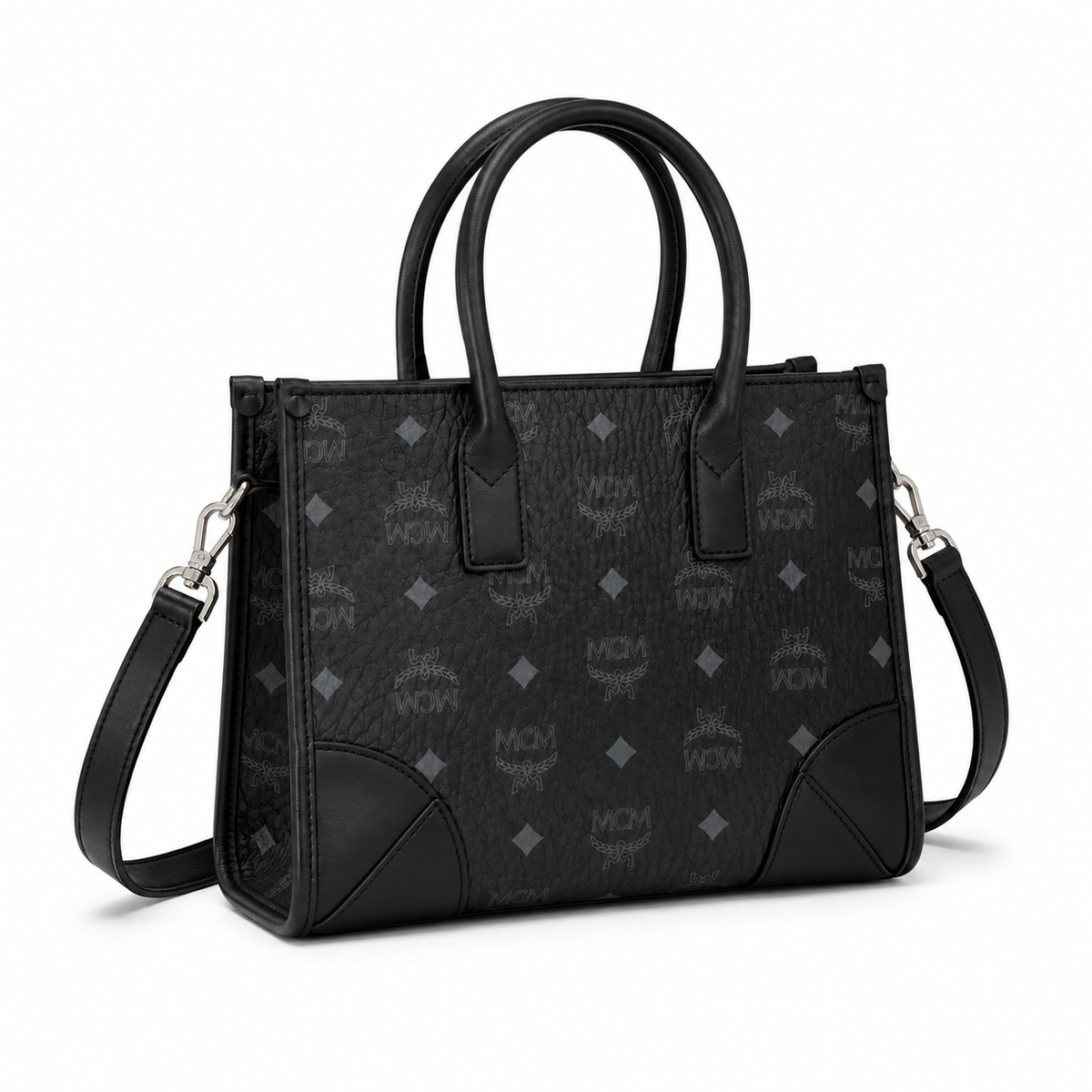 MCM Munich-colored Visetos canvas and Nappa leather detachable shoulder straps and structured silhouette women's style