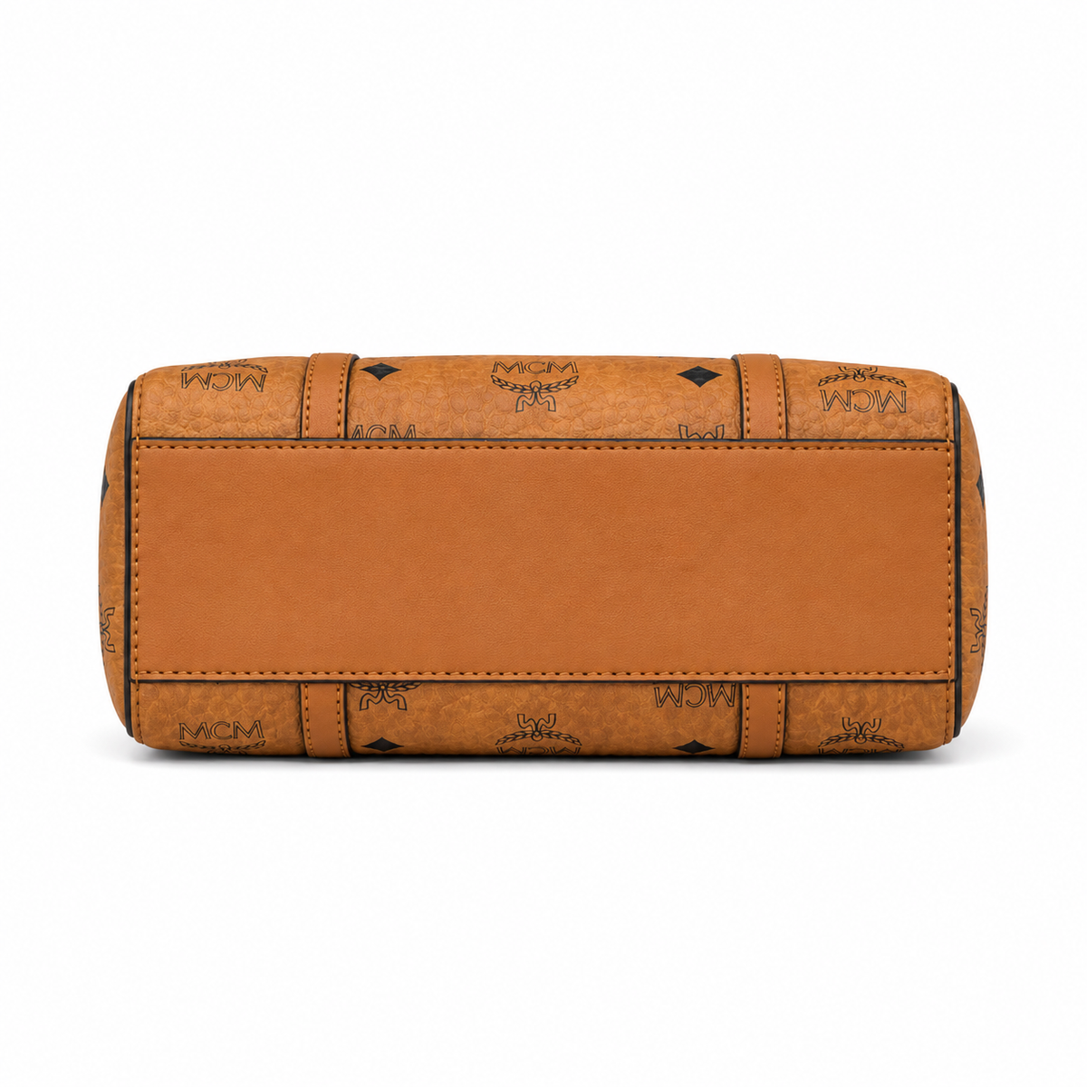 MCM Cognac-colored printed coated canvas + cowhide leather, adjustable shoulder strap multi-way carrying commuter tote bag