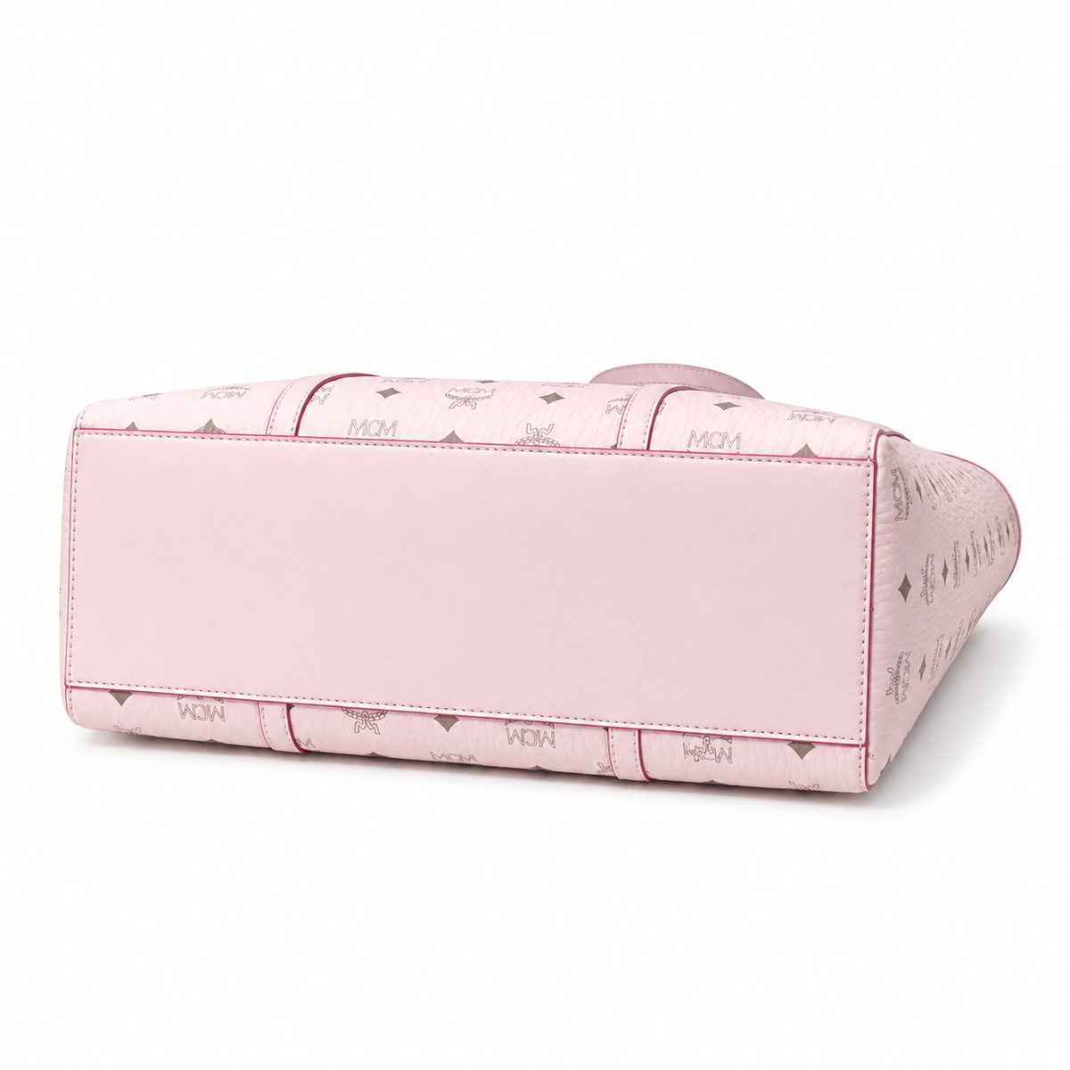 MCM cherry blossom pink printed coated canvas + silver nameplate adjustable shoulder strap multi-carrying commuter shopping bag
