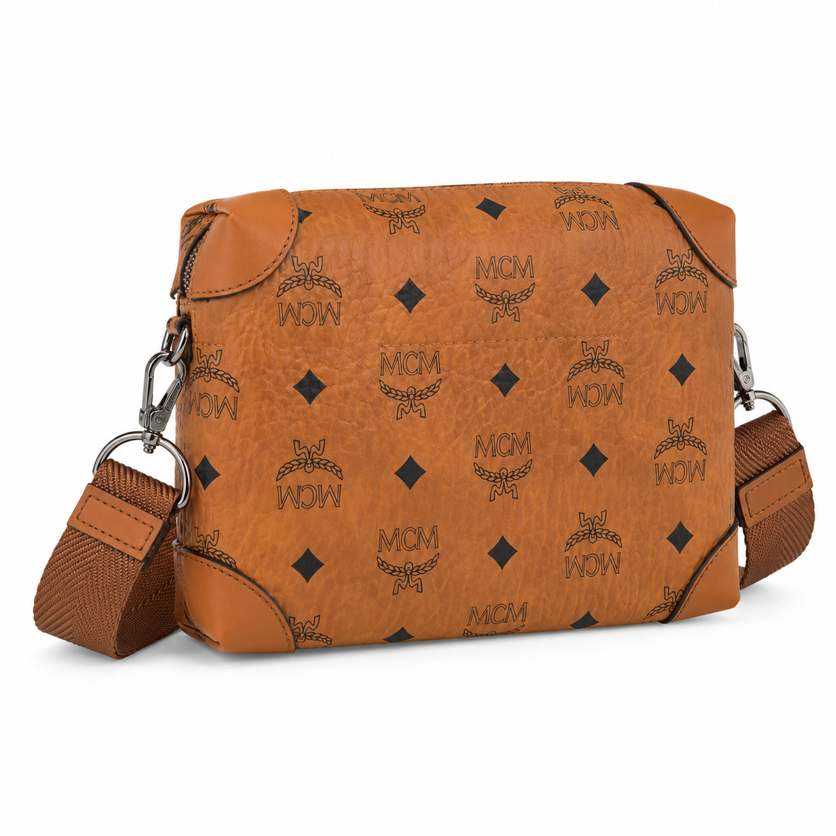 MCM Cognac-colored all-over monogram canvas bag with detachable small pouch women's 3-in-1 crossbody bag