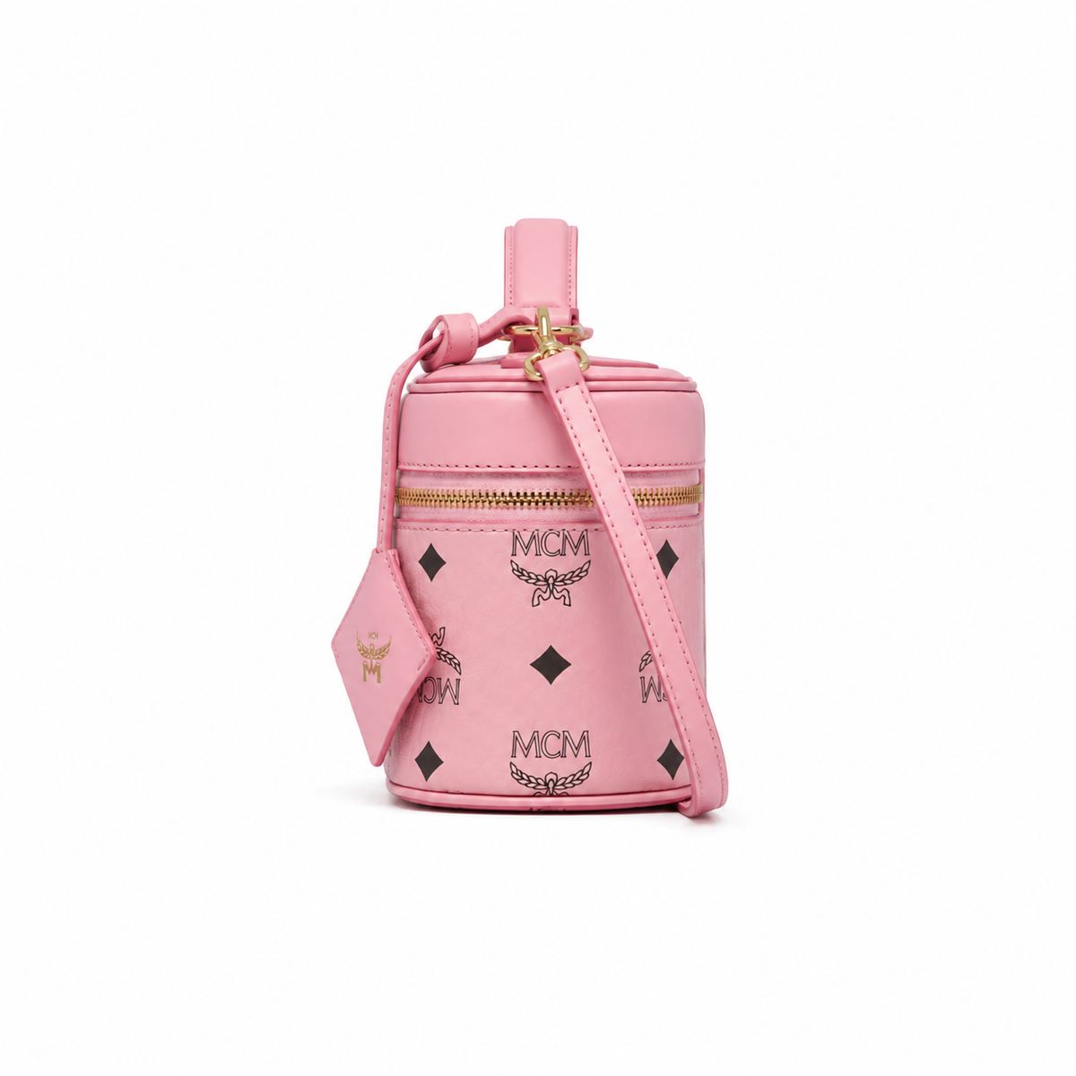 MCM Pink All-over Monogram Canvas Adjustable Shoulder Strap Handbag/Shoulder Bag/Crossbody Bag