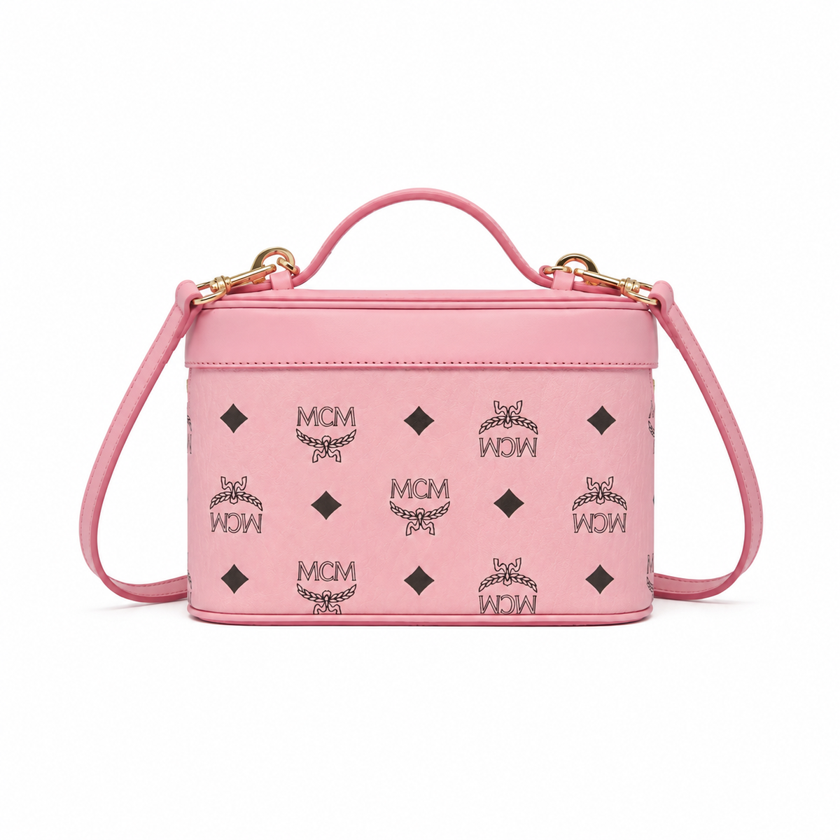 MCM Pink All-over Monogram Canvas Adjustable Shoulder Strap Handbag/Shoulder Bag/Crossbody Bag