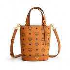 MCM Cognac-colored full-width Monogram canvas bag  adjustable shoulder strap tote/shoulder bag/crossbody bag