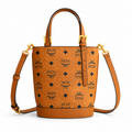 MCM Cognac-colored full-width Monogram canvas bag  adjustable shoulder strap tote/shoulder bag/crossbody bag