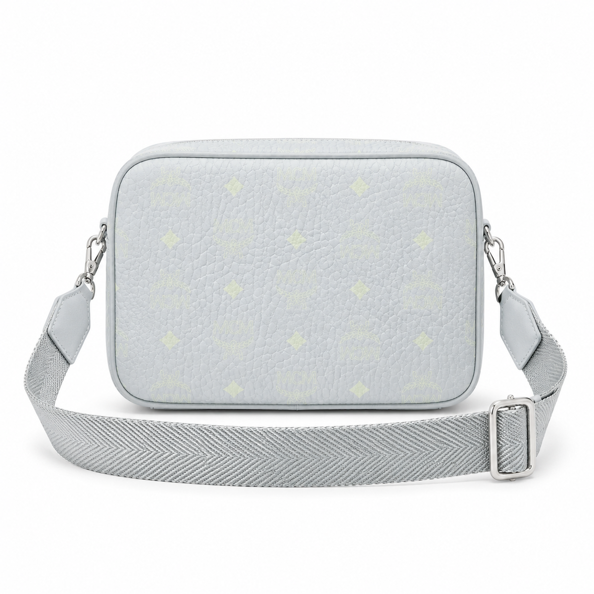 MCM silver nameplate adjustable webbing shoulder strap multi-purpose women's bag for single shoulder or crossbody wear