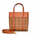 MCM Cognac-colored all-over print detachable shoulder strap multi-purpose women's bag (carry by hand shoulder bag crossbody bag)