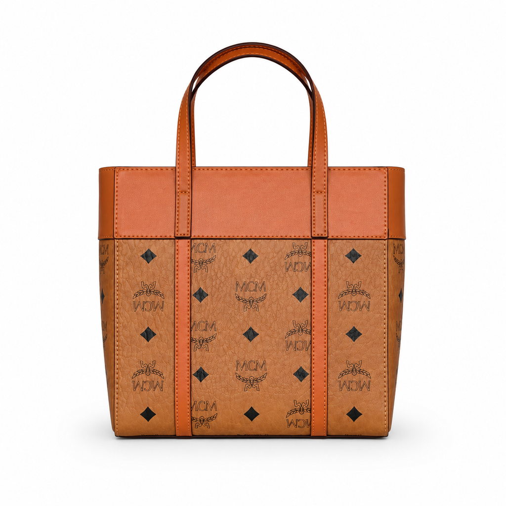 MCM Cognac-colored all-over print detachable shoulder strap multi-purpose women's bag (carry by hand shoulder bag crossbody bag)