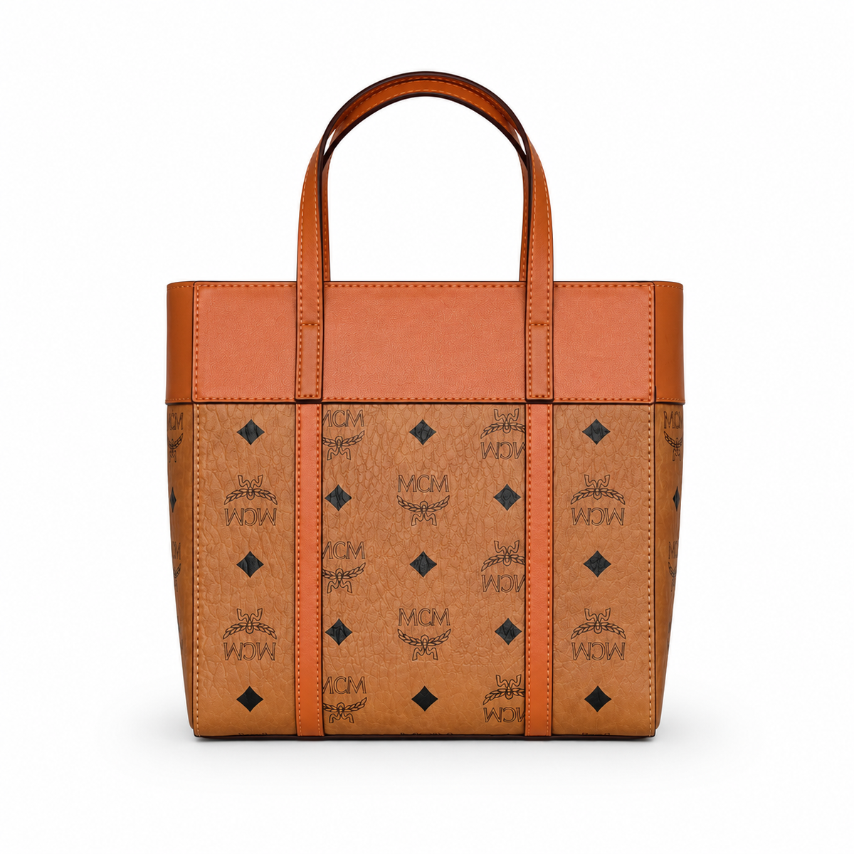 MCM Cognac-colored all-over print detachable shoulder strap multi-purpose women's bag (carry by hand shoulder bag crossbody bag)
