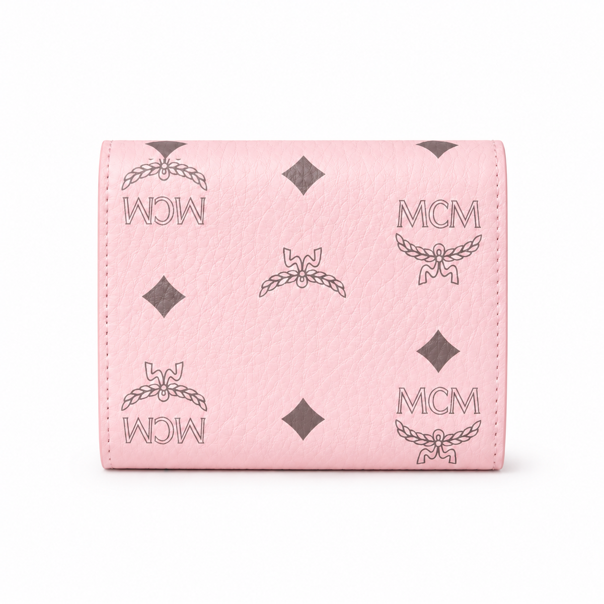 MCM Cherry Blossom Pink All-over Print with Gold Lock Clasp Multi-Card Slots Zippered Compartments Women's Clutch