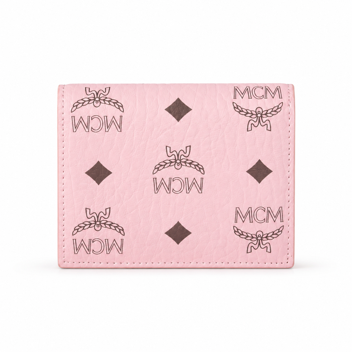 MCM white all-over print with gold clasp multi-card slot zippered clutch for women