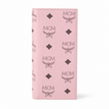 MCM pink all-over print with gold clasp multi-card slot zippered clutch for women
