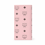 MCM pink all-over print with gold clasp multi-card slot zippered clutch for women