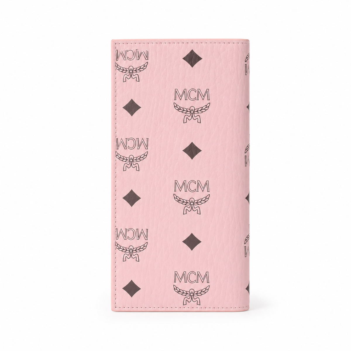 MCM pink all-over print with gold clasp multi-card slot zippered clutch for women