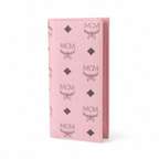 MCM pink all-over print with gold clasp multi-card slot zippered clutch for women