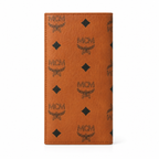MCM Cognac Brown All-over Print + Gold Lock Clasp  Women's Clutch with Multiple Card Slots and Zipper Compartments