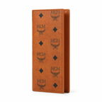 MCM Cognac Brown All-over Print + Gold Lock Clasp  Women's Clutch with Multiple Card Slots and Zipper Compartments