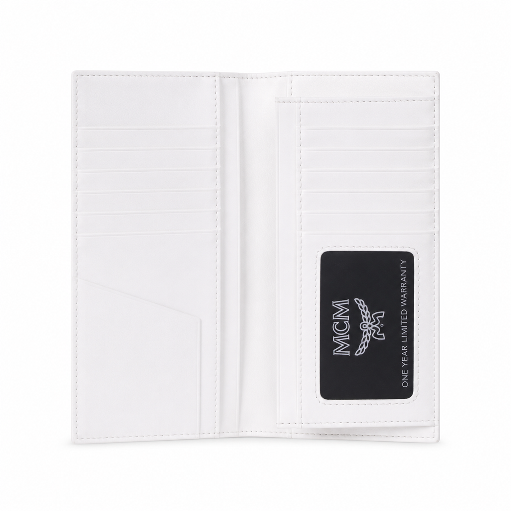 MCM White All-over Print Women's Clutch Bag with Multiple Card Slots and Zipper Compartments Product Details