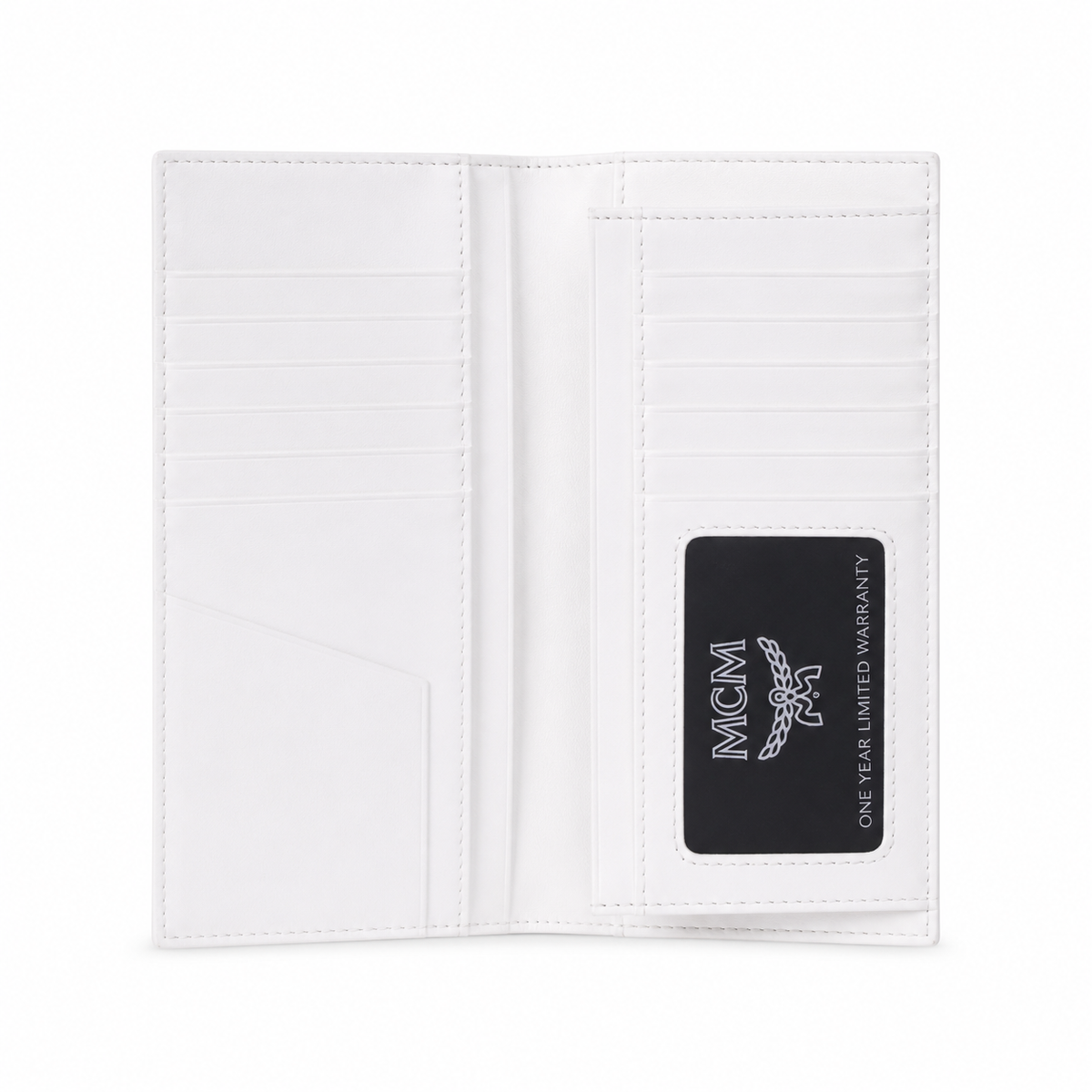 MCM White All-over Print Women's Clutch Bag with Multiple Card Slots and Zipper Compartments Product Details