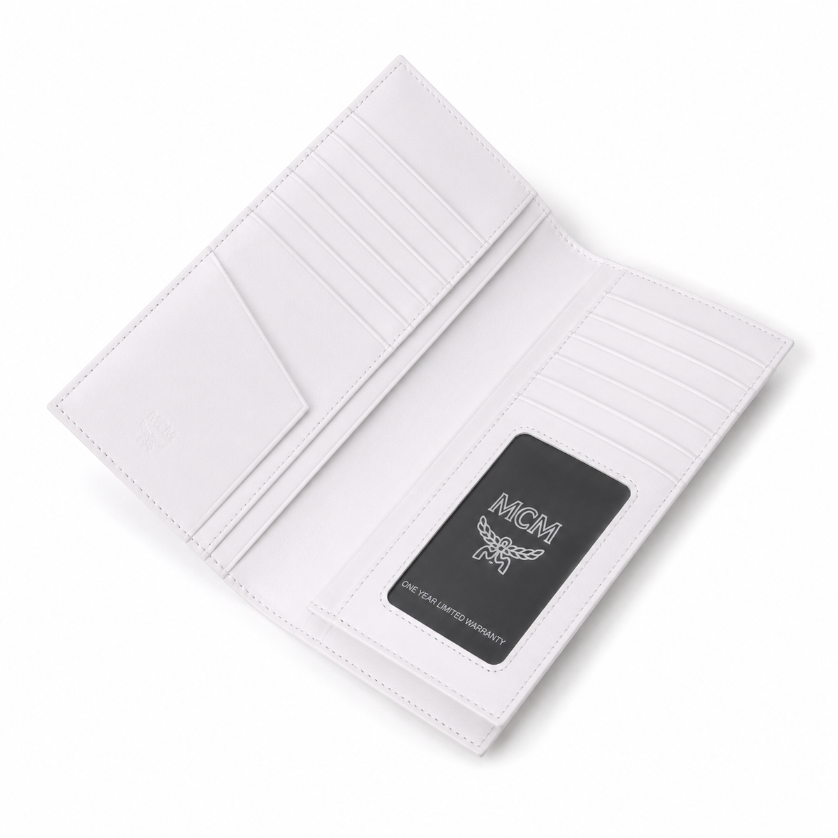 MCM White All-over Print Women's Clutch Bag with Multiple Card Slots and Zipper Compartments Product Details