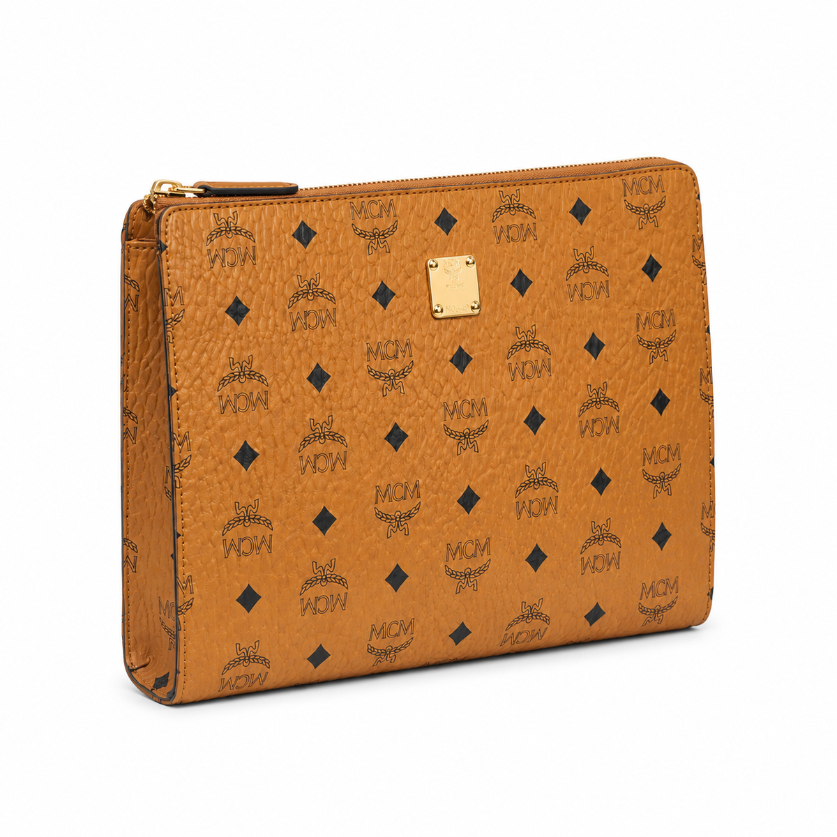 MCM classic Visetos print cognac brown unisex large-capacity clutch/slip bag