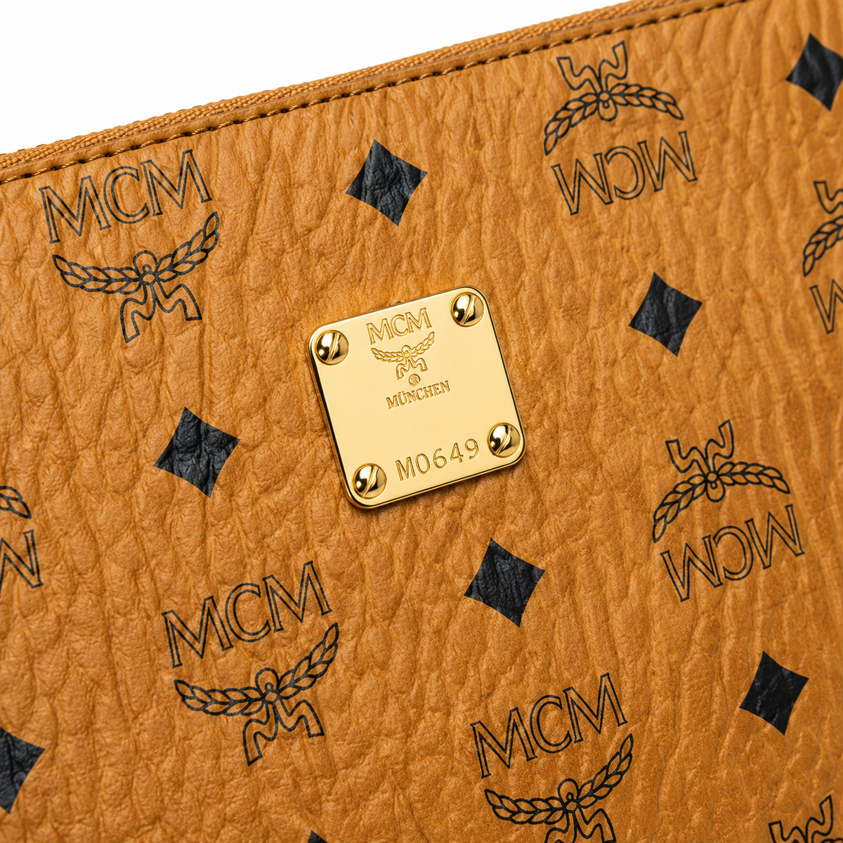 MCM classic Visetos print cognac brown unisex large-capacity clutch/slip bag