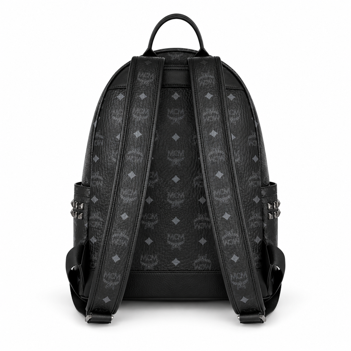 MCM black all-over print with side studs unisex large-capacity commuter/travel bag