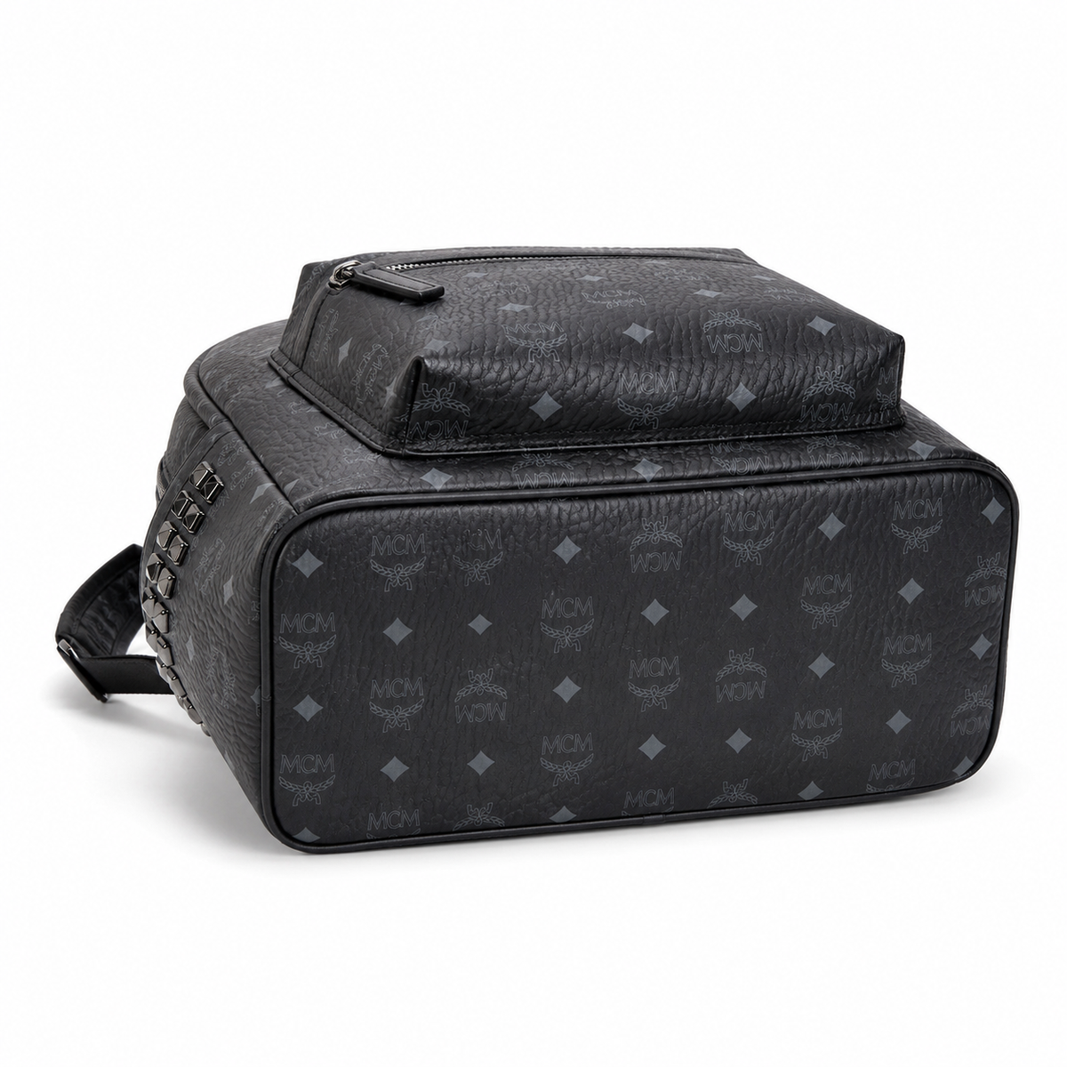 MCM black all-over print with side studs unisex large-capacity commuter/travel bag