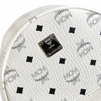MCM all-over print + side rivets, unisex large-capacity commuter/travel bag.