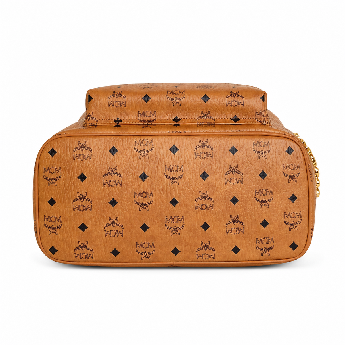 MCM Stark series classic Visetos print | Cognac brown with gold studs unisex large-capacity commuter/travel bag