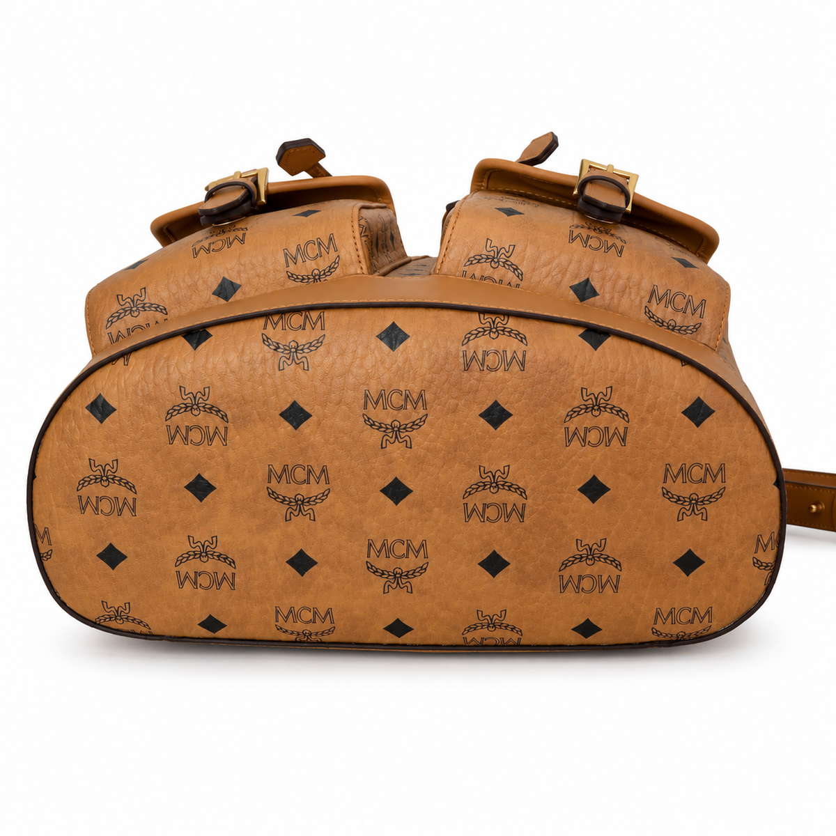 MCM Aren series classic Visetos print cognac brown with gold buckle unisex large-capacity commuter/travel bag