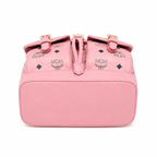 MCM Aren series mini drawstring chain bag in cherry blossom pink with flap drawstring a stylish mini backpack/travel bag for women perfect for commuting or outings