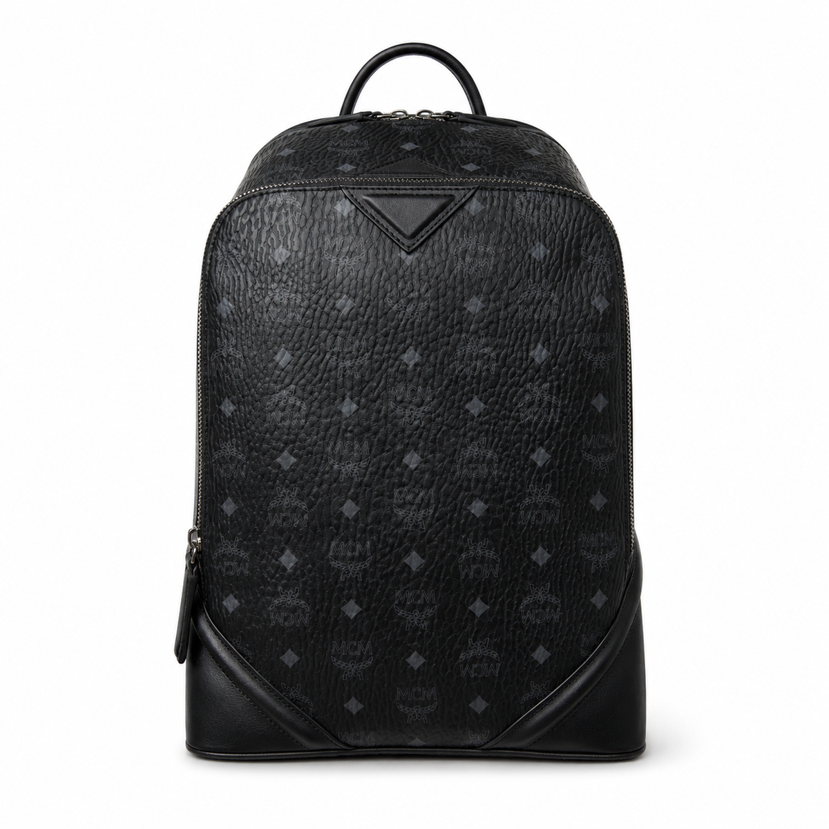MCM Duke series Visetos print black with zip closure and triangular detail unisex large-capacity commuter/travel bag