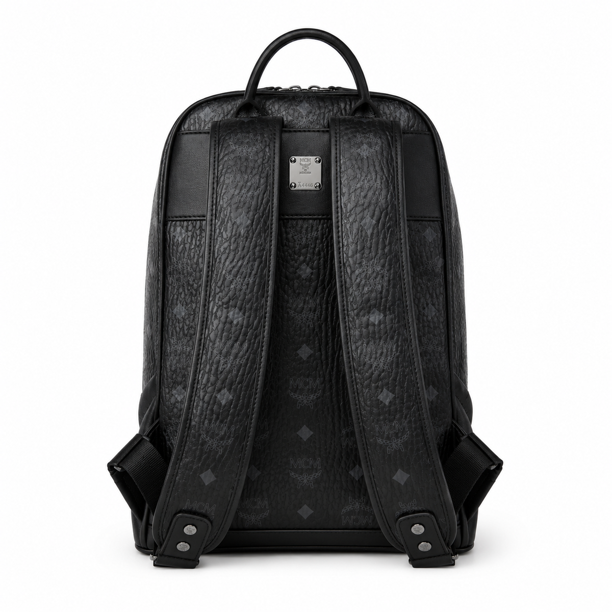 MCM Duke series Visetos print black with zip closure and triangular detail unisex large-capacity commuter/travel bag