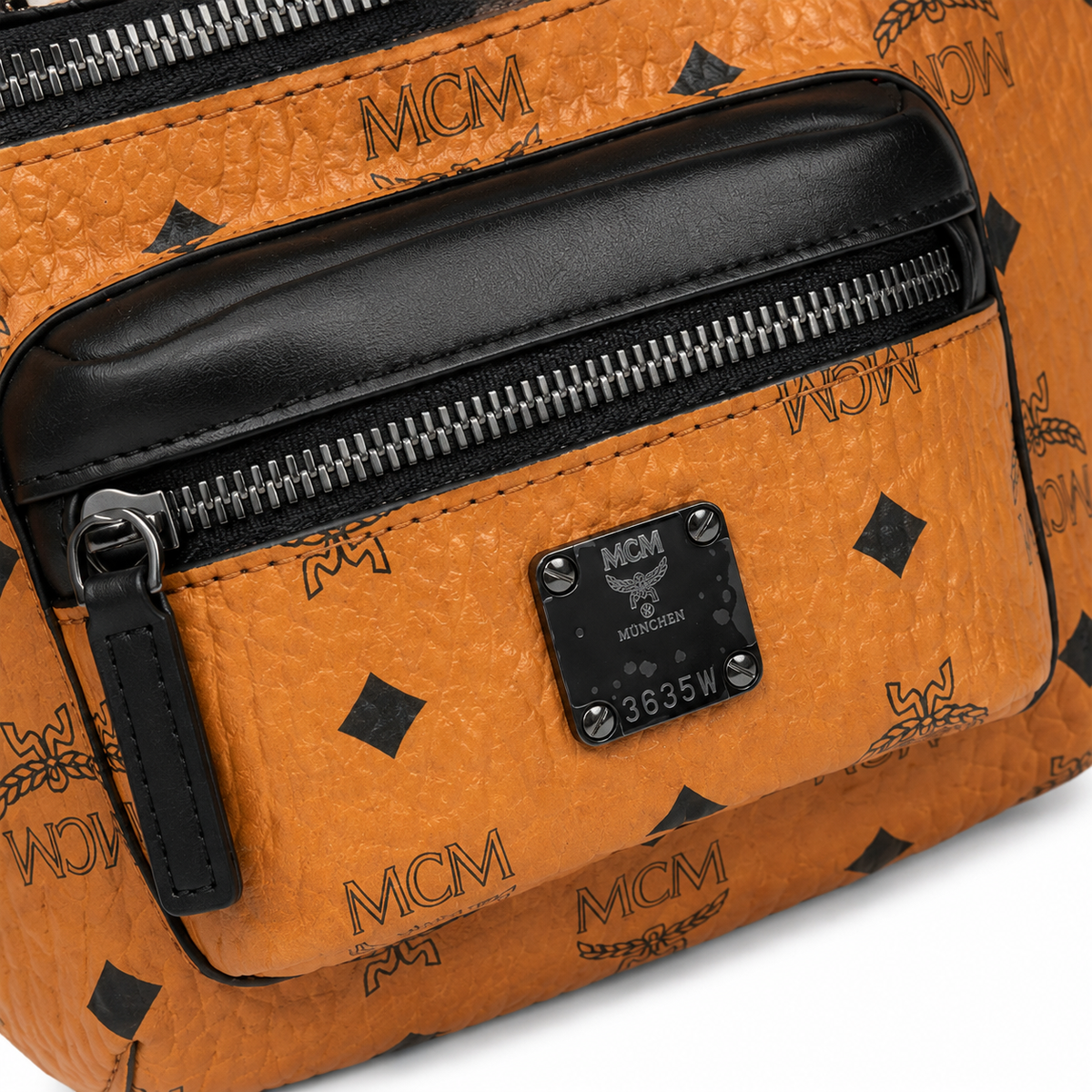 MCM Fursten series Visetos print Cognac brown color adjustable shoulder strap unisex stylish chest bag/crossbody bag for commuting and travel