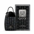 MCM ONYX Black Onyx Eau de Parfum for Men features a Stark backpack design black Visetos print and gunmetal nameplate A rich woody fragrance suitable for both gifting and personal enjoyment