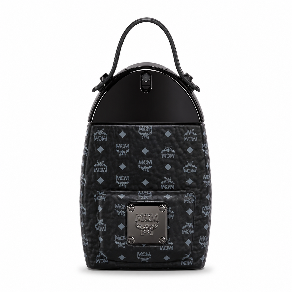 MCM ONYX Black Onyx Eau de Parfum for Men features a Stark backpack design black Visetos print and gunmetal nameplate A rich woody fragrance suitable for both gifting and personal enjoyment