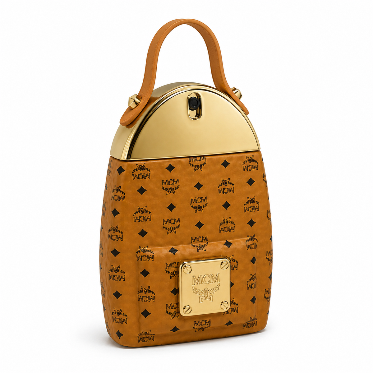 MCM's classic namesake Stark backpack-inspired fragrance featuring a cognac-colored Visetos print is a woody floral, and fruity scent suitable for both gifting and personal enjoyment