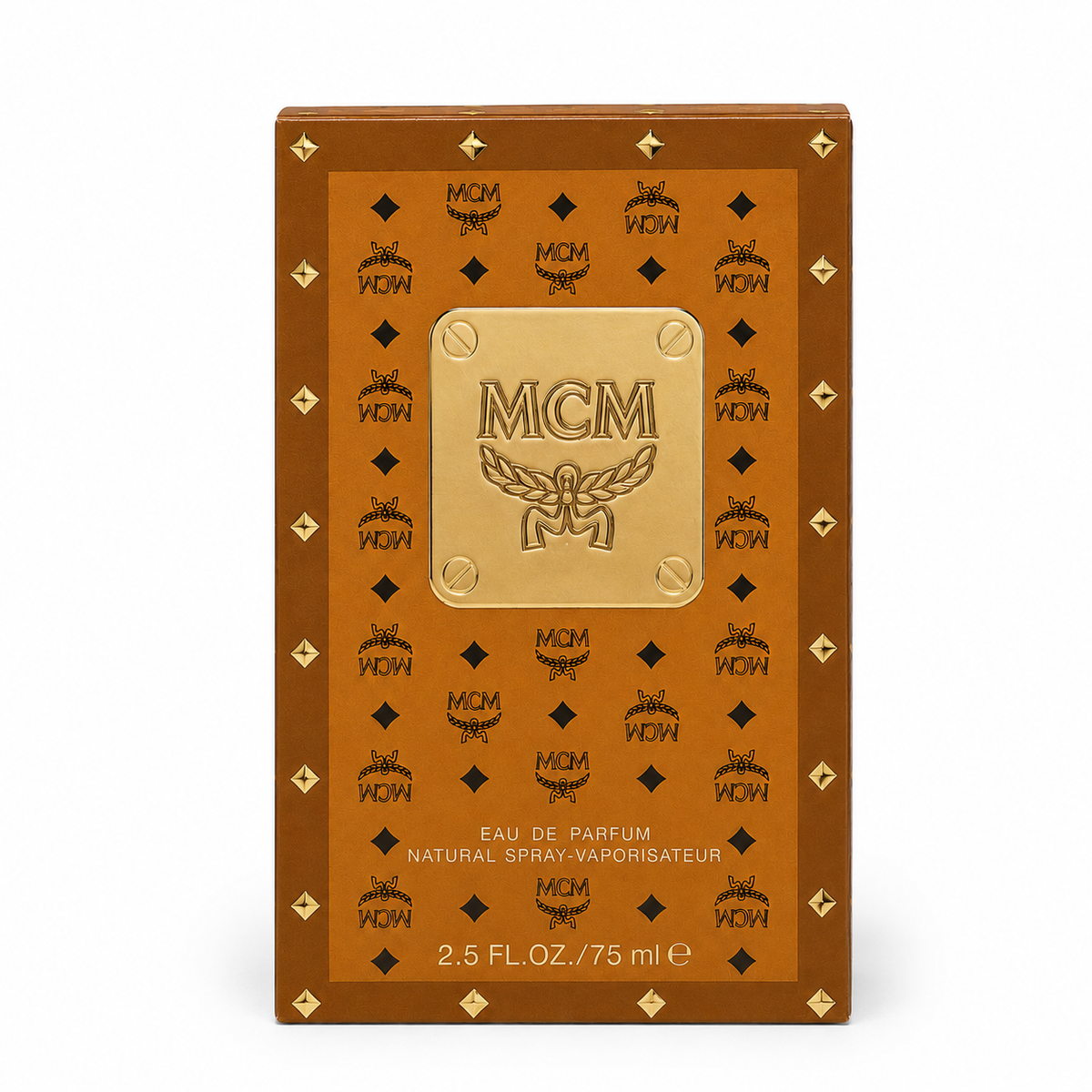 MCM's classic namesake Stark backpack-inspired fragrance featuring a cognac-colored Visetos print is a woody floral, and fruity scent suitable for both gifting and personal enjoyment