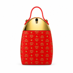MCM 2022 Limited Edition Red Backpack with auspicious red Visetos print and leather handles It features a woody floral-fruity fragrance making it suitable as a holiday gift or a collectible item