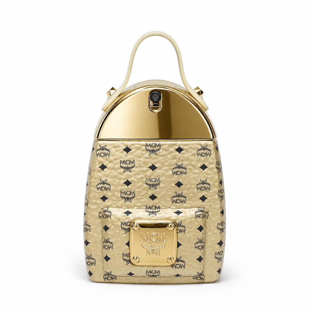 MCM ULTRA Extra Strong Eau de Parfum for Women off-white with Visetos print and leather handle a woody floral scent suitable for both gifting and personal enjoyment