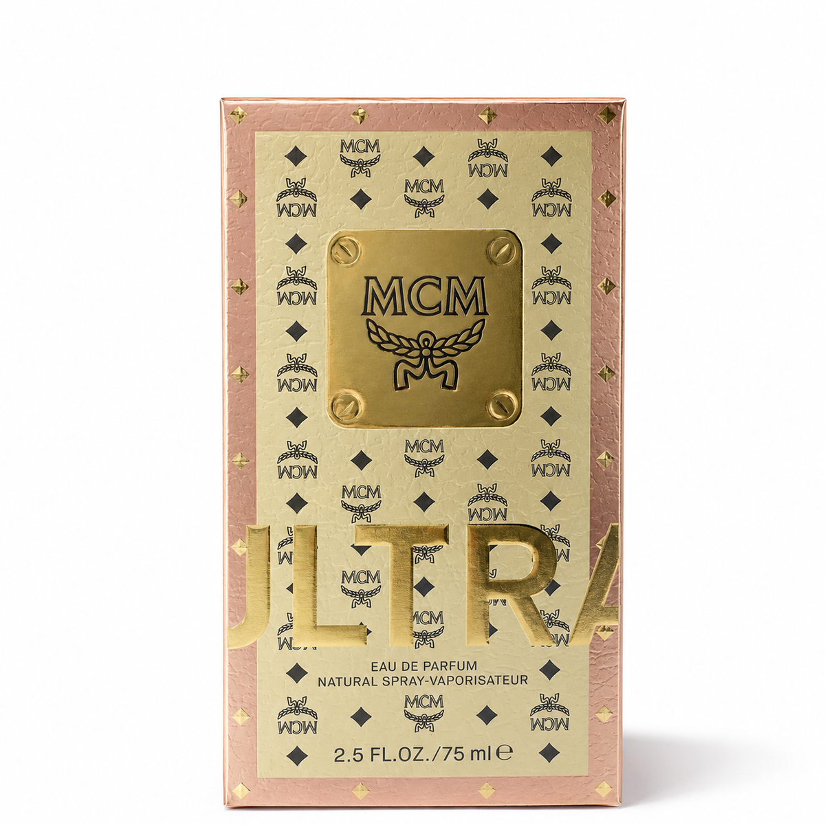 MCM ULTRA Extra Strong Eau de Parfum for Women off-white with Visetos print and leather handle a woody floral scent suitable for both gifting and personal enjoyment