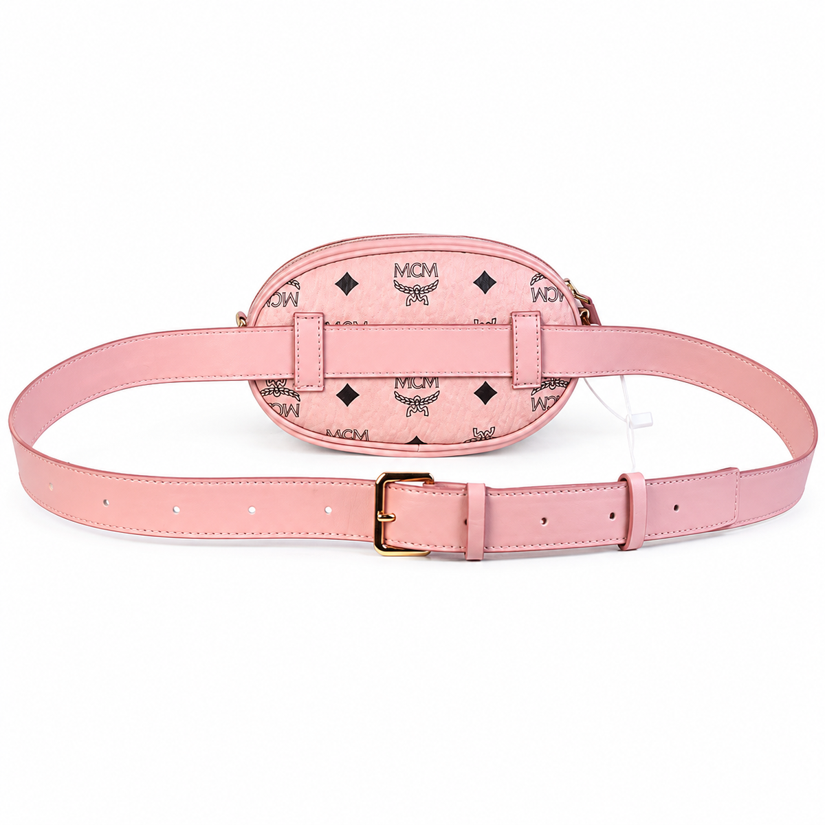 MCM Patricia Visetos Collection Cherry Blossom Pink with Leather Chain Shoulder Strap a stylish women's 3-in-1 shoulder bag/crossbody bag/waist bag for commuting and travel