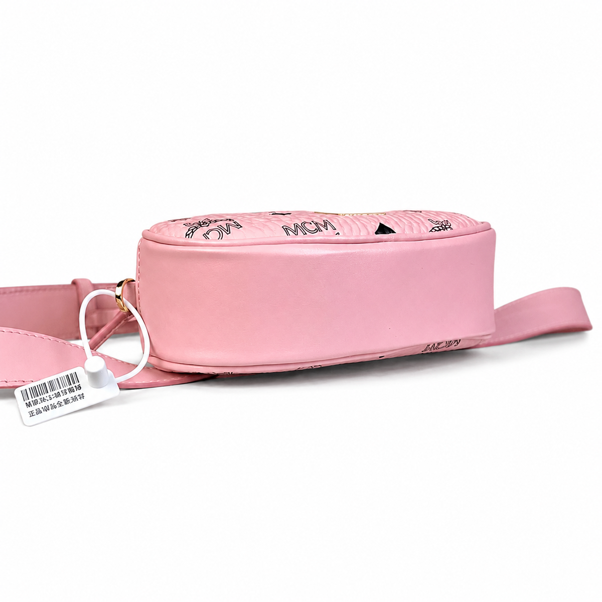 MCM Patricia Visetos Collection Cherry Blossom Pink with Leather Chain Shoulder Strap a stylish women's 3-in-1 shoulder bag/crossbody bag/waist bag for commuting and travel
