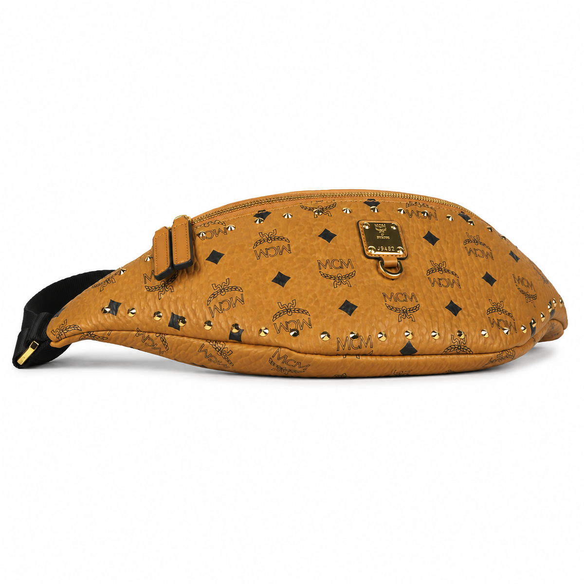 MCM Fursten Collection Studded Cognac Brown with Adjustable Shoulder Strap Unisex Stylish Chest Bag/Crossbody Bag for Commuting or Traveling