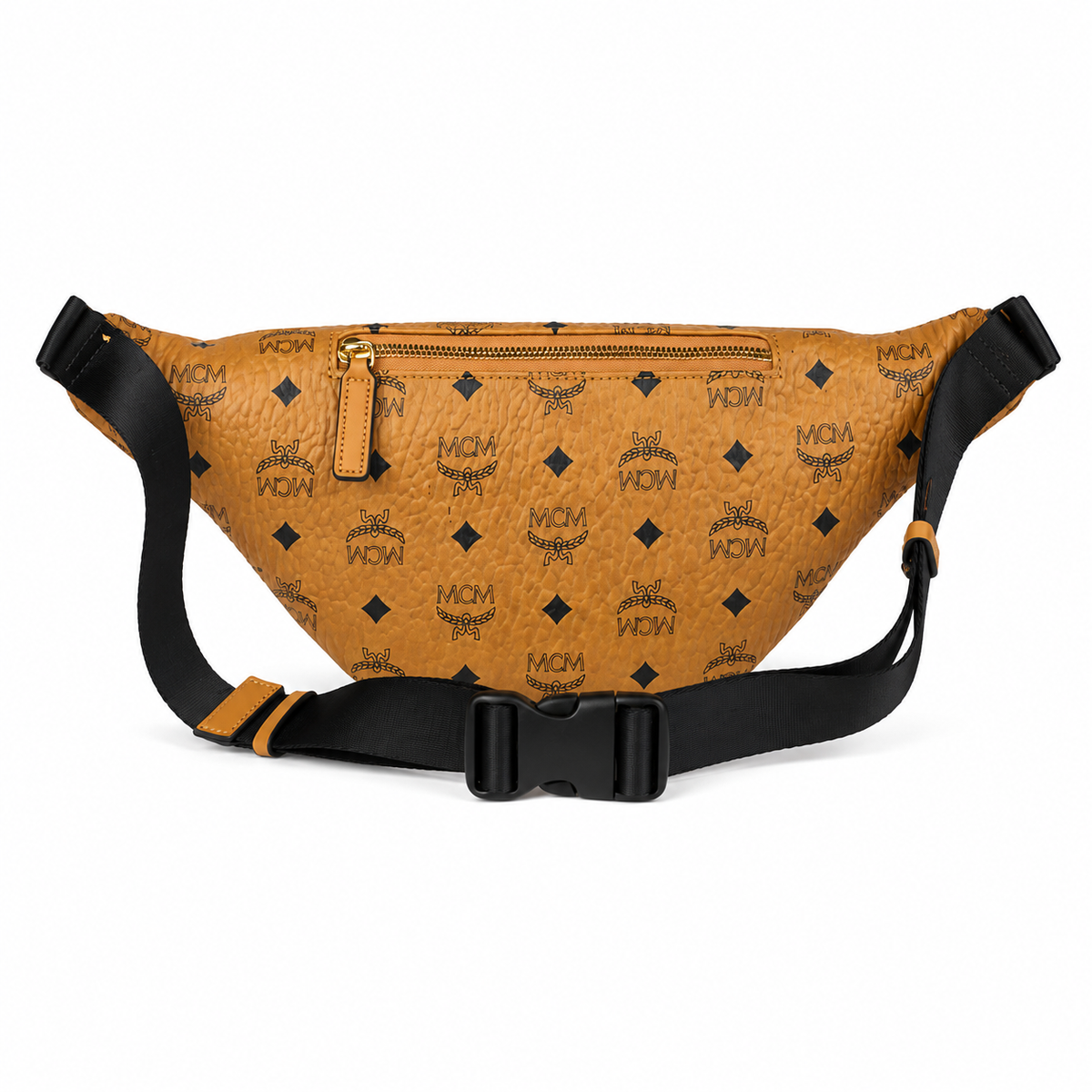 MCM Fursten Collection Studded Cognac Brown with Adjustable Shoulder Strap Unisex Stylish Chest Bag/Crossbody Bag for Commuting or Traveling